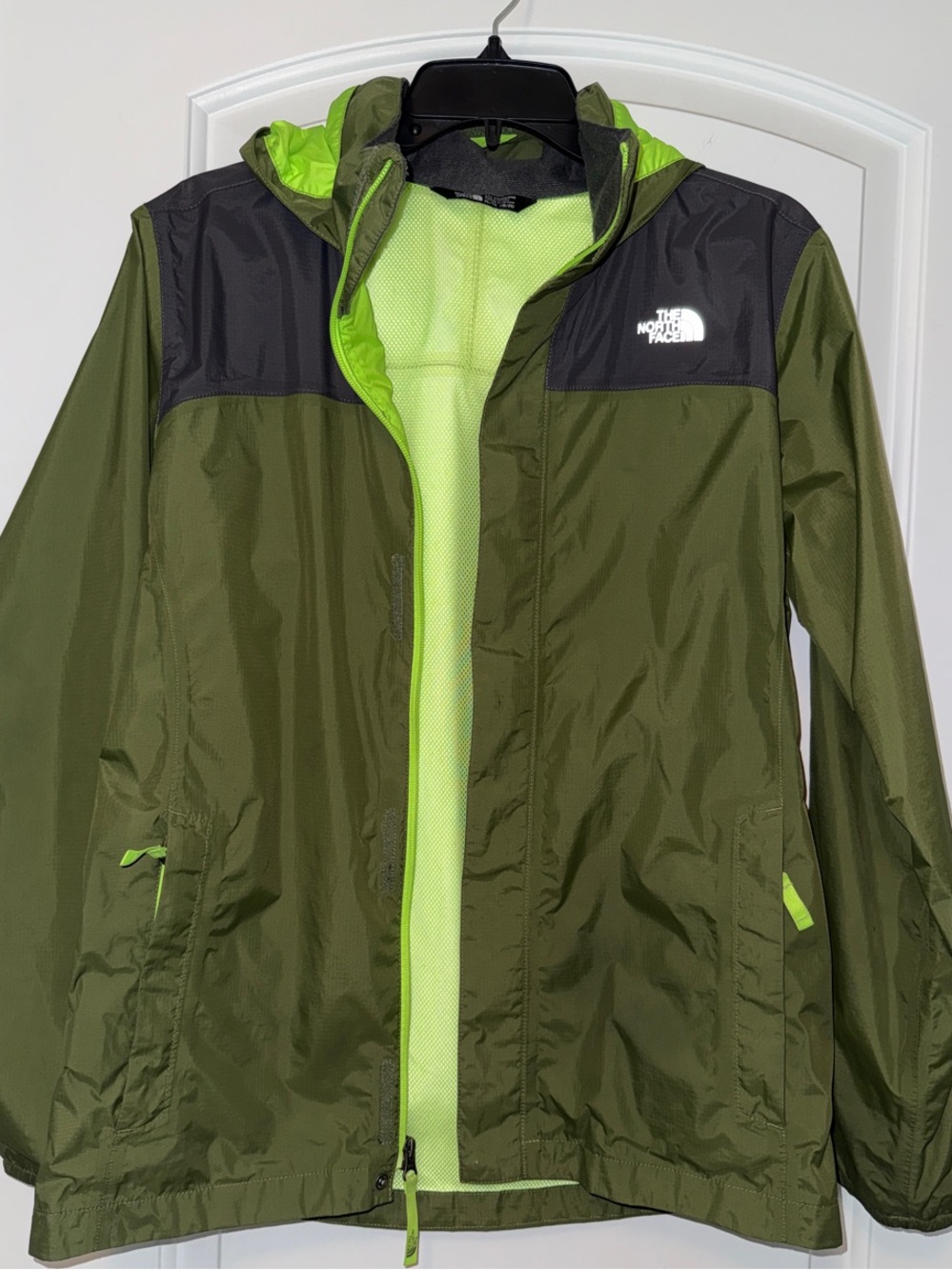 North Face. Rain Coat. Olive/Gray/Lime. Hard to Find Classic. Like New.